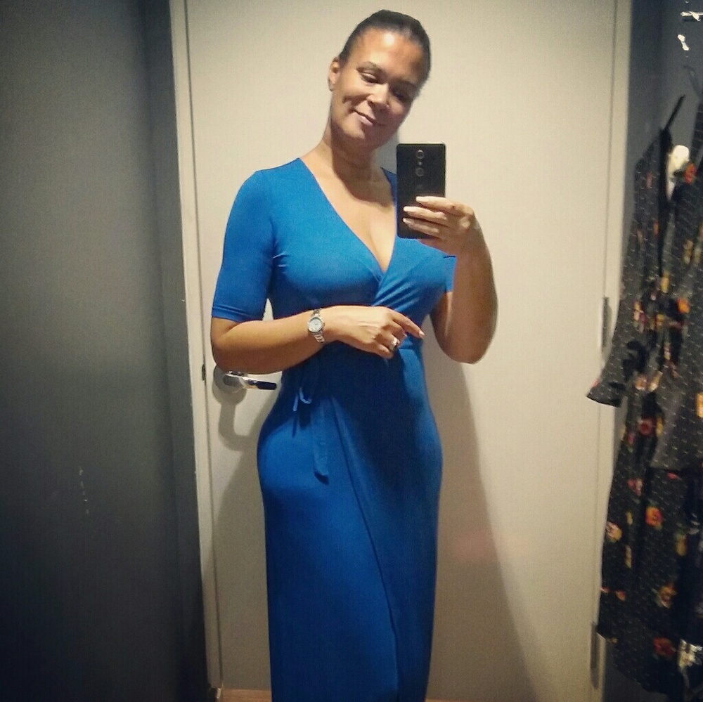 Royal Blue Wrap Midi Dress